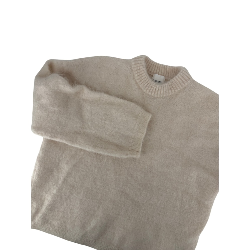 HM Mohair Wool Blend Sweater Cream Knit Crew Neck‎ Womens Old Money Classic